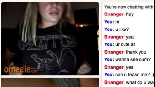 Cute Blonde Omegle Porn Girl Rubs her Perky Tits