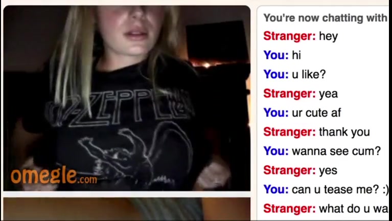 Cute Blonde Omegle Porn Girl Rubs her Perky Tits