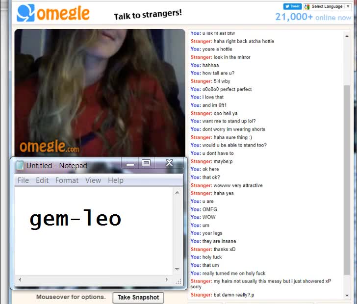 Cute Omegle Teen Puts Hand down her pants