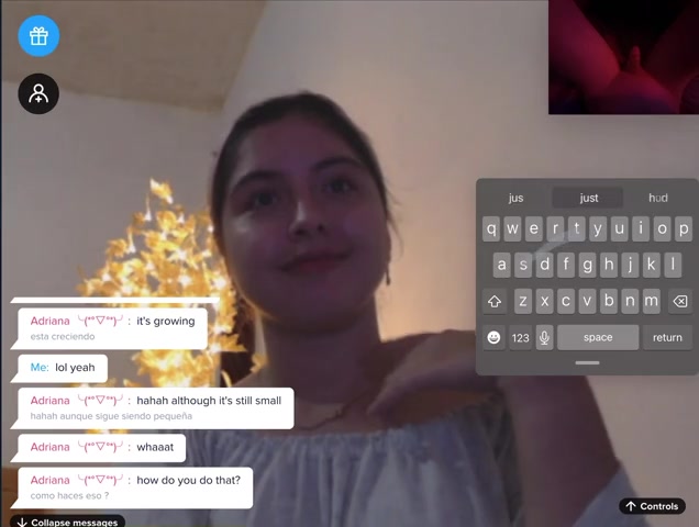 Cute teen watches small penis grow