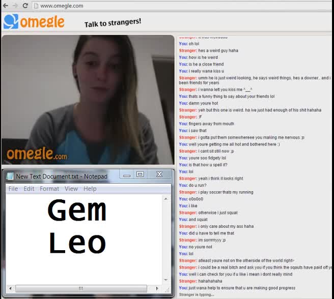 Omegle College Girl Ass Up Doggy (GemLeo)