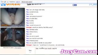 Omegle Porn Girl gone Crazy after looking my Huge Cock