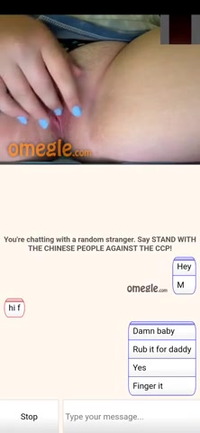 Omegle Porn – Horny Teen rubs her Pussy