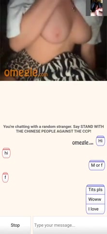 Omegle Porn girl rubs and shows those tits