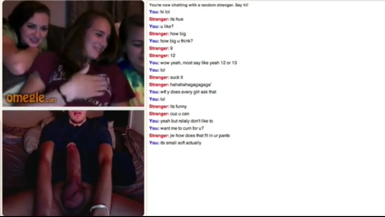 Omegle Porn monster cock cums for 3 girls
