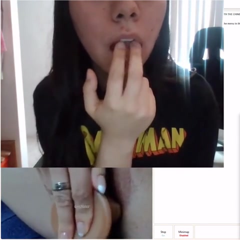 Omegle Porn omchater latina licks tits