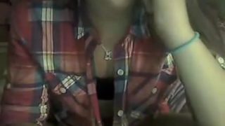 Omegle Porn teen in cowboy cowgirl shirt flashes tits