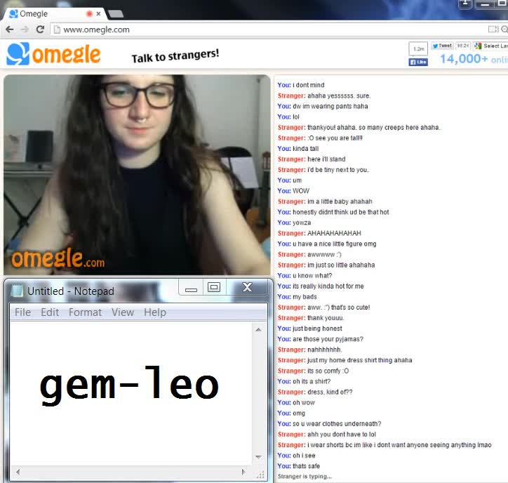 Omegle Rubs Her Pussy over shorts