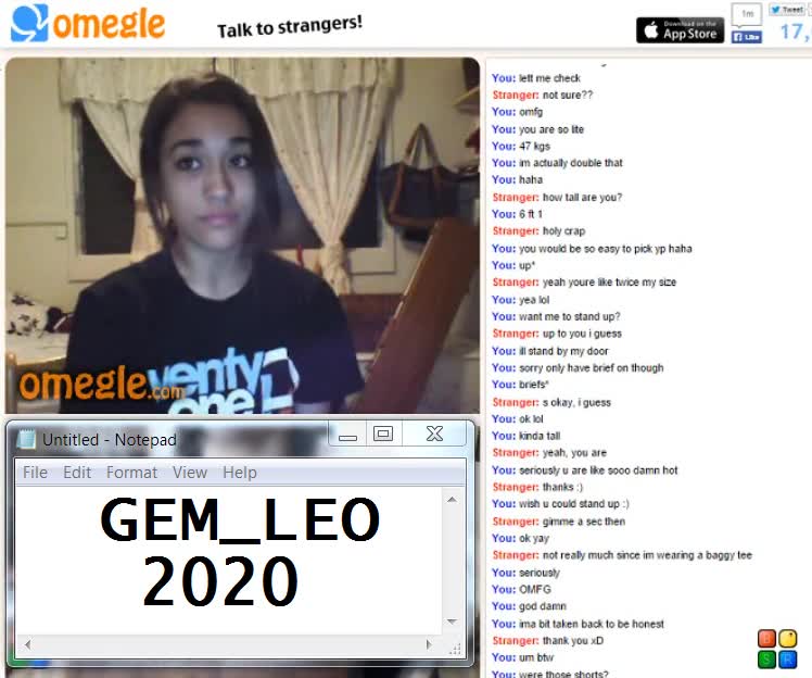 Omegle hot black teen takes her shirt off