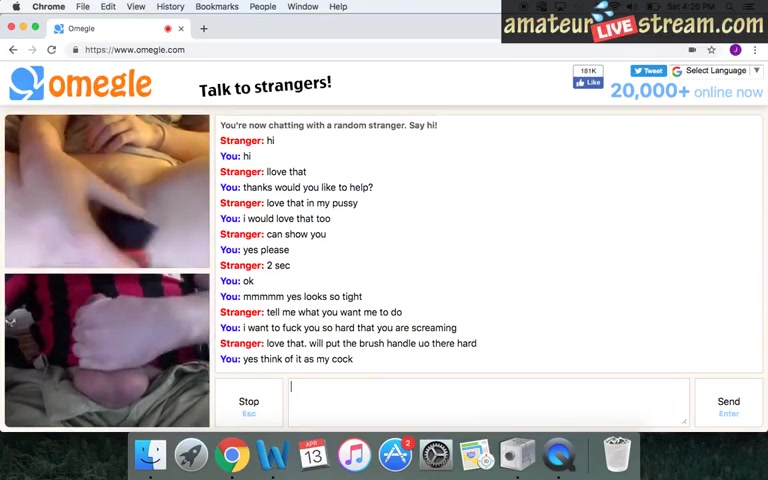 Smashing hairbrush into shaved pussy